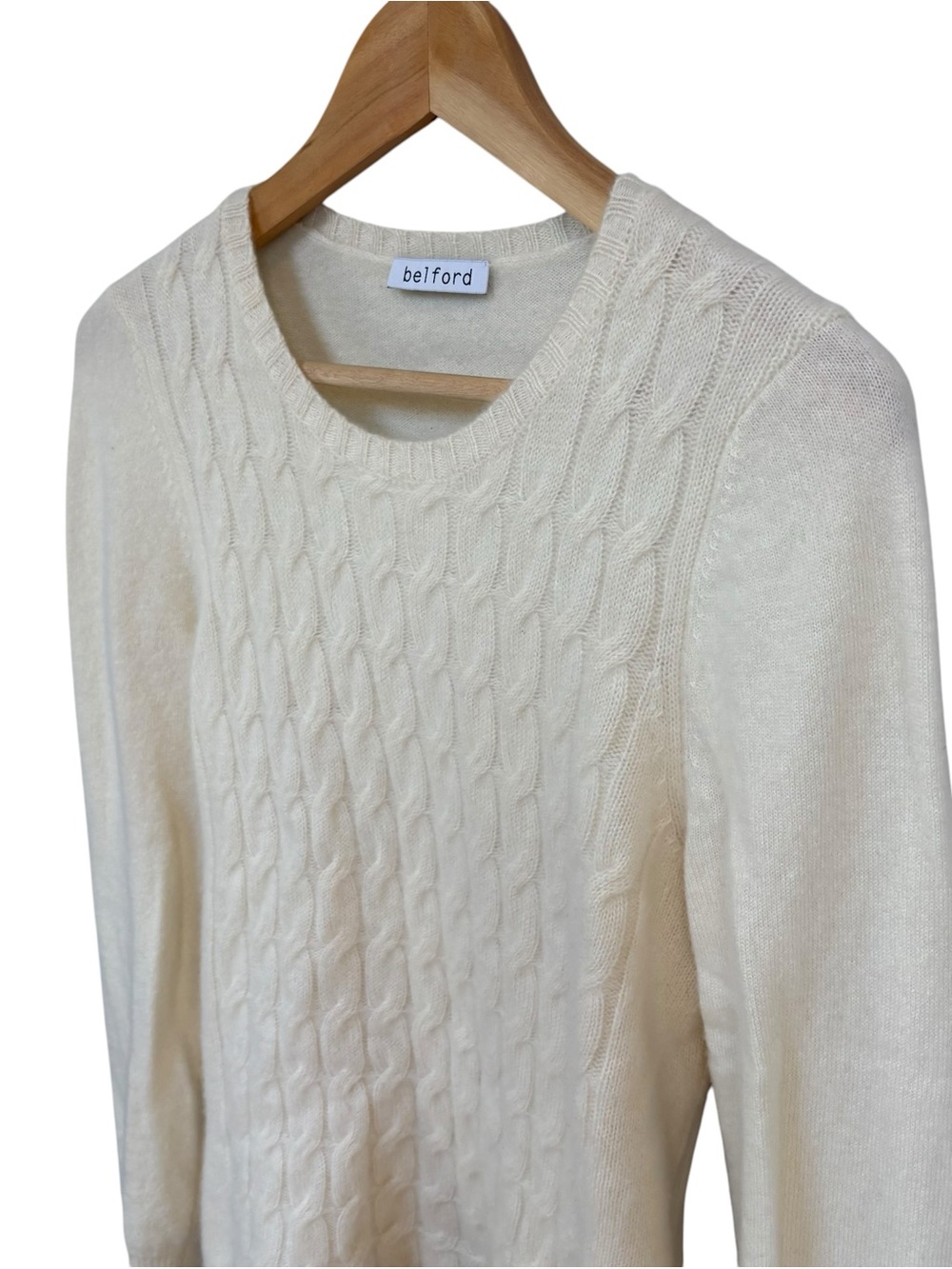 Belford Cream Cable Knit Crewneck Sweater